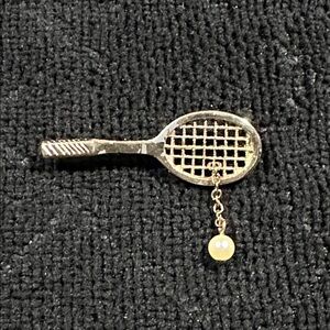 Vintage 1970’s Avon Gold-Tone Tennis Racket With Ball Brooch